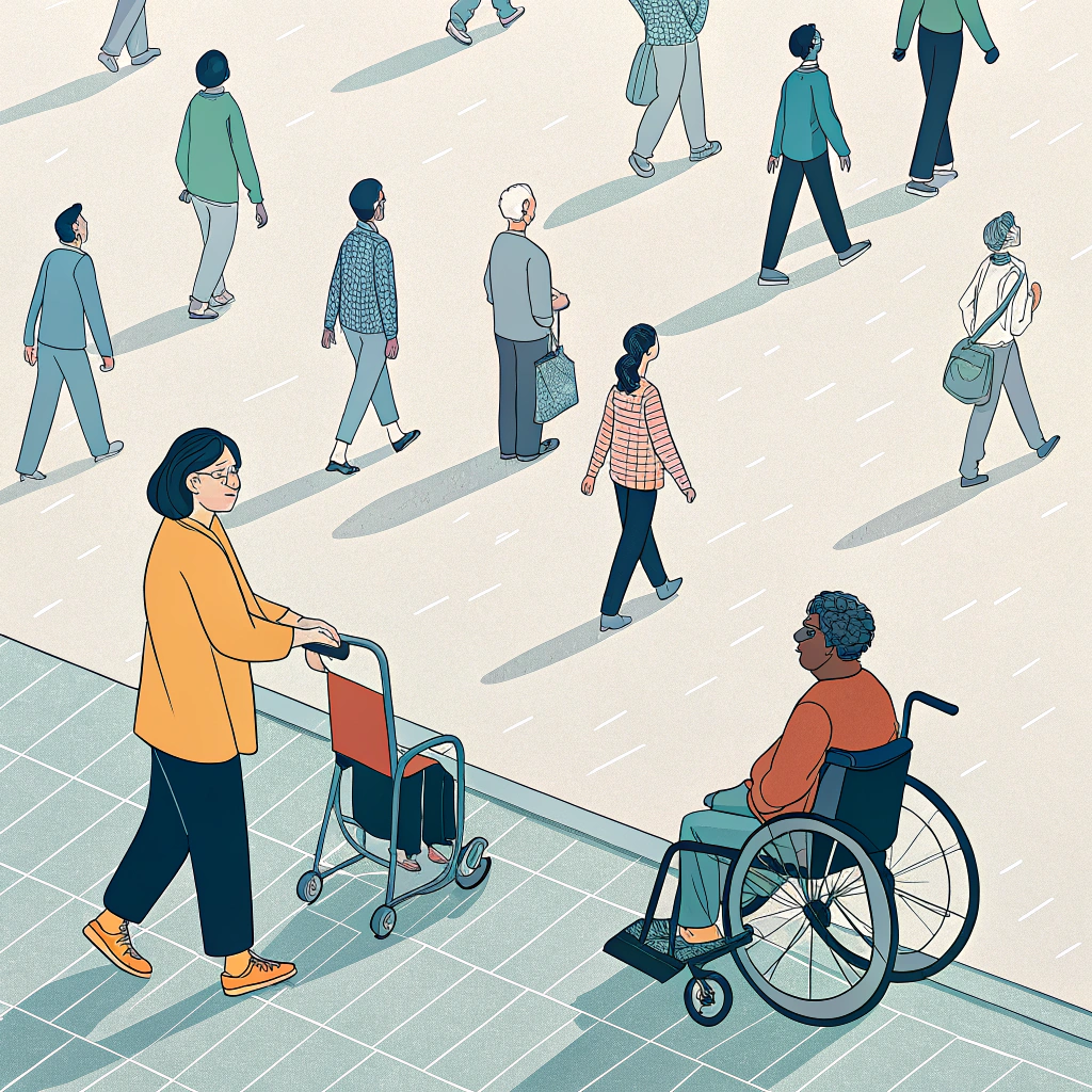 AI generated image by Red Panda AI: exclusión y falta de integración social de las personas en situación de discapacidad.