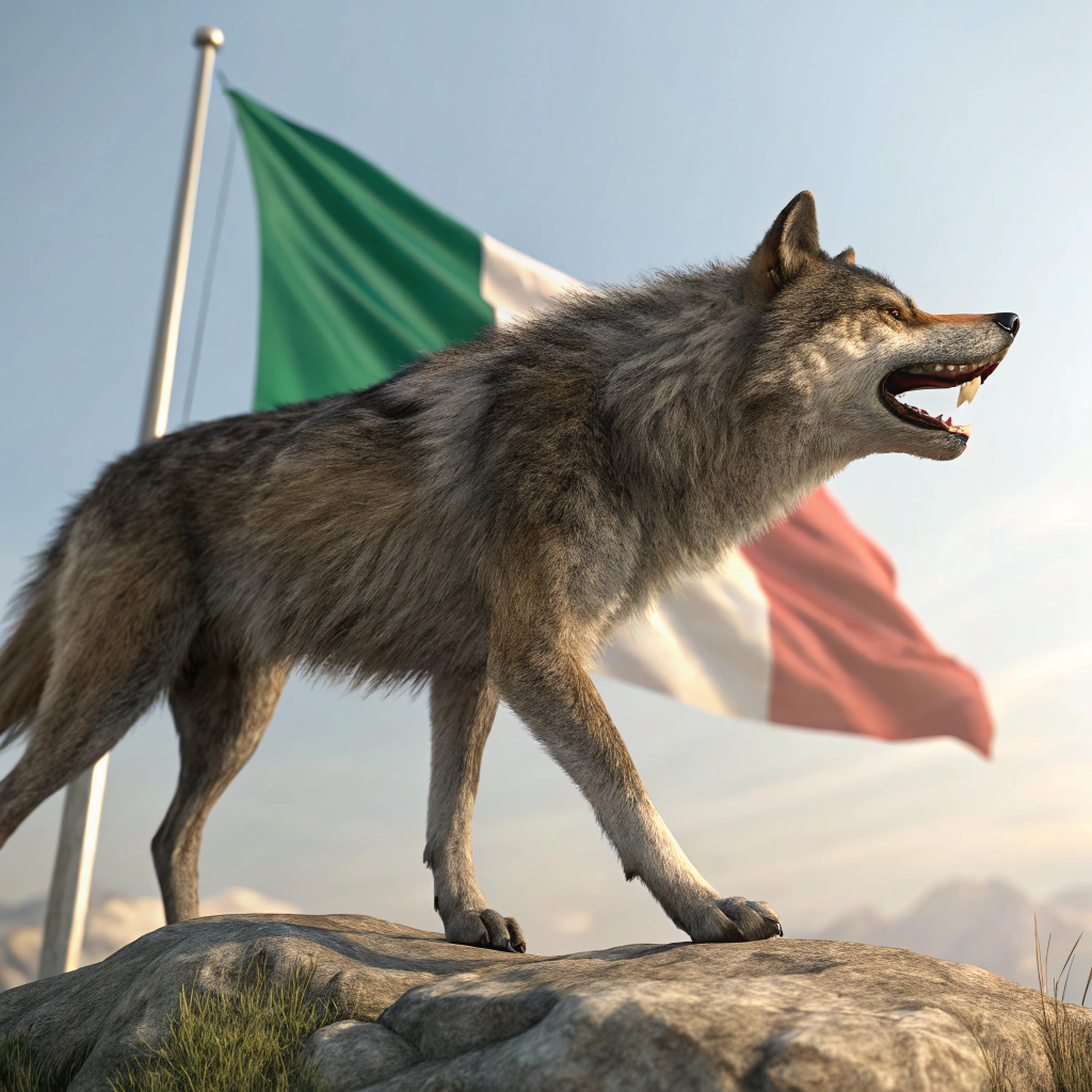AI generated image by Red Panda AI: 1. It will be a 3D visual, and you will draw an animal, which will be a wolf.


2. You will draw it at a 45° angle.


3. Behind the wolf, there will be a Turan flag that gives the impression of waving.



