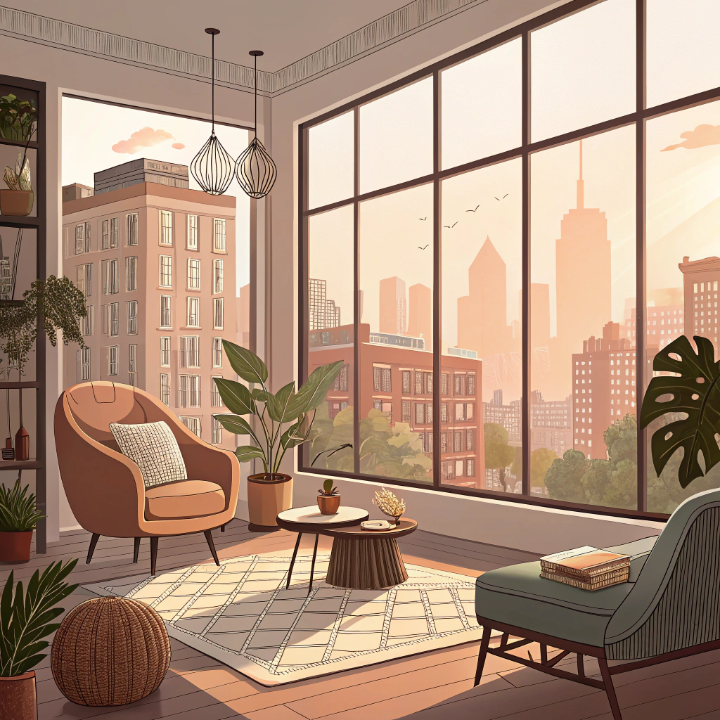 AI generated image by Red Panda AI: UNA IMAGEN IDEAL PARA FONDO EN APP DE ALQUILER DE LOCALES Y APARTAMENTOS
