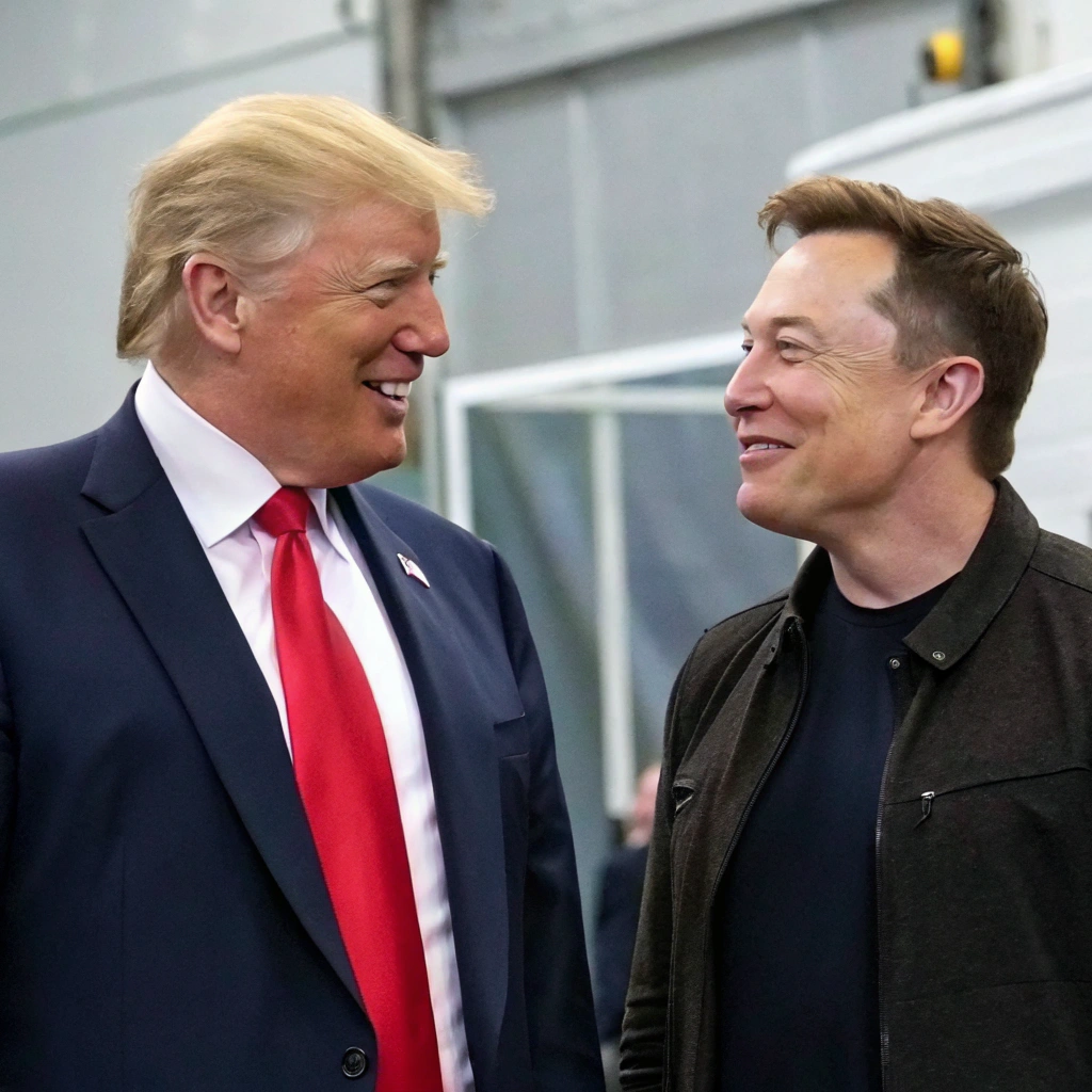 AI generated image by Red Panda AI: donald trump and elon musk being friends