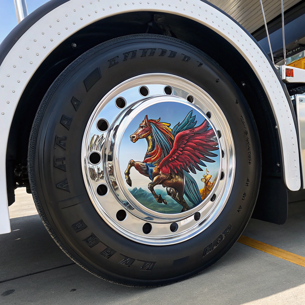 AI generated image by Red Panda AI: UN VOLANTE DE CAMION CON EL CABALLO PEGASO DENTRO
