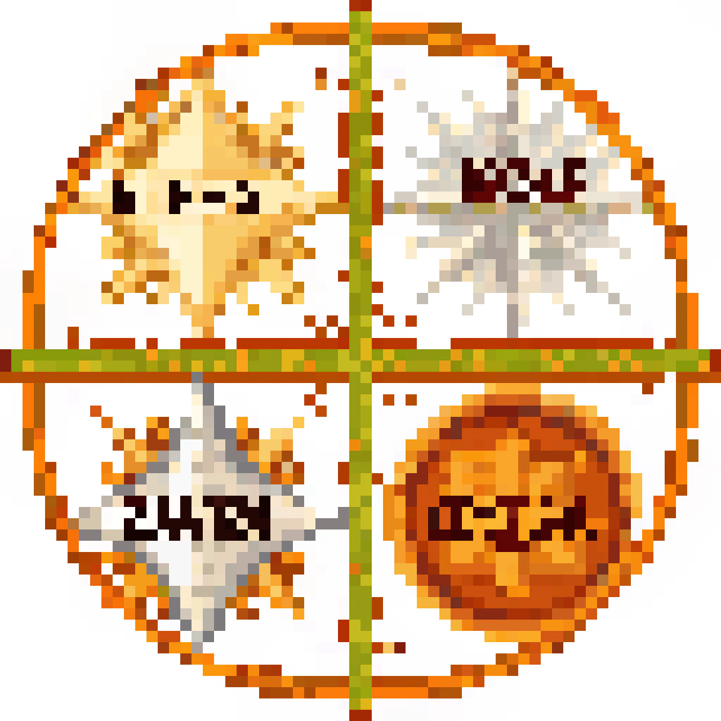 AI generated image by Red Panda AI: Créer une image représentant un armorial sous une forme de boussoler diviser en 4 parties, exposant en haut a gauche le symbole alpha en gros, en bas a gauche un loup, en haut a droite un corbeau et en bas a droite le symbole Omega en gros