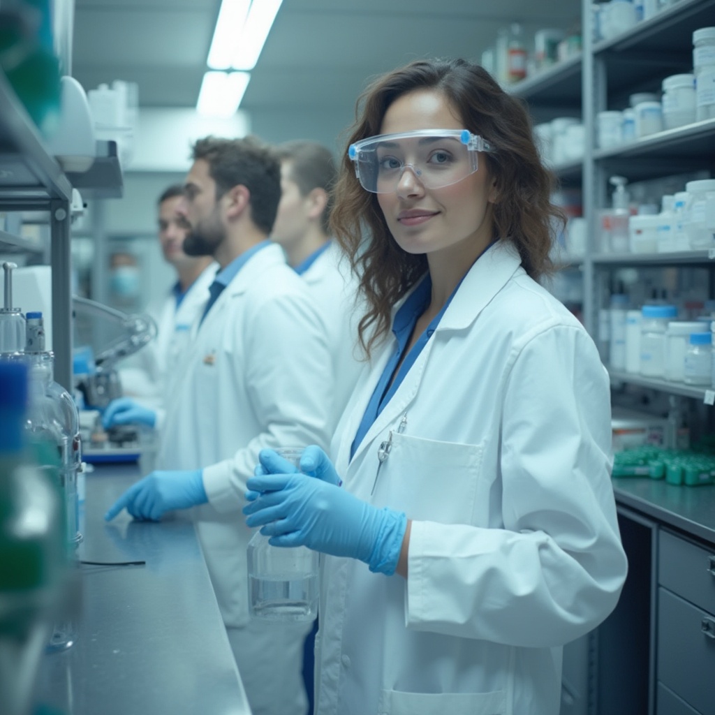 AI generated image by FLUX-Realism-Lora: biological labaratory with people in the lab coat