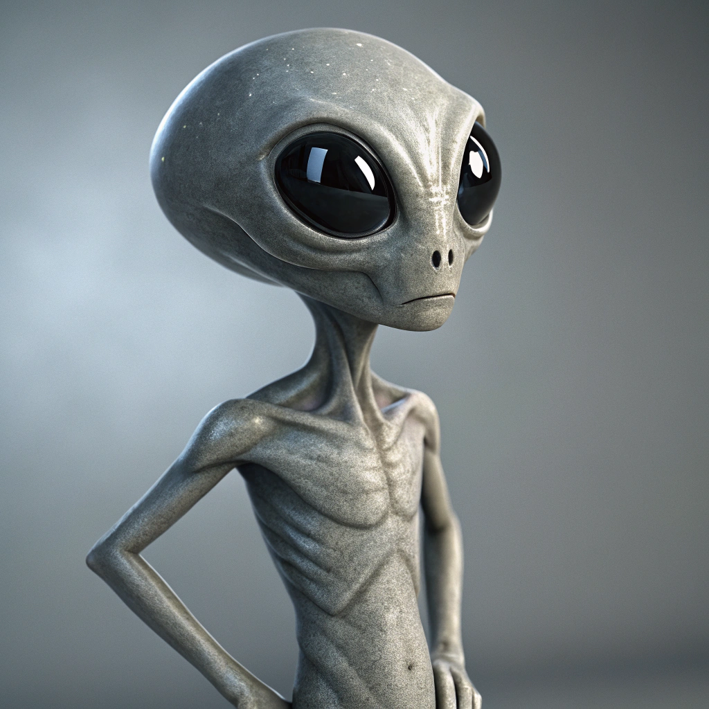 AI generated image by Red Panda AI: grey alien