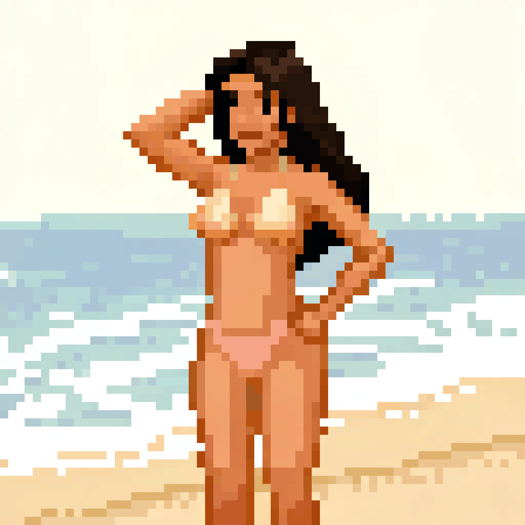 AI generated image by Red Panda AI: pretty; beatiful; sexy; hot; Chinese girl; sea; beach; bkini