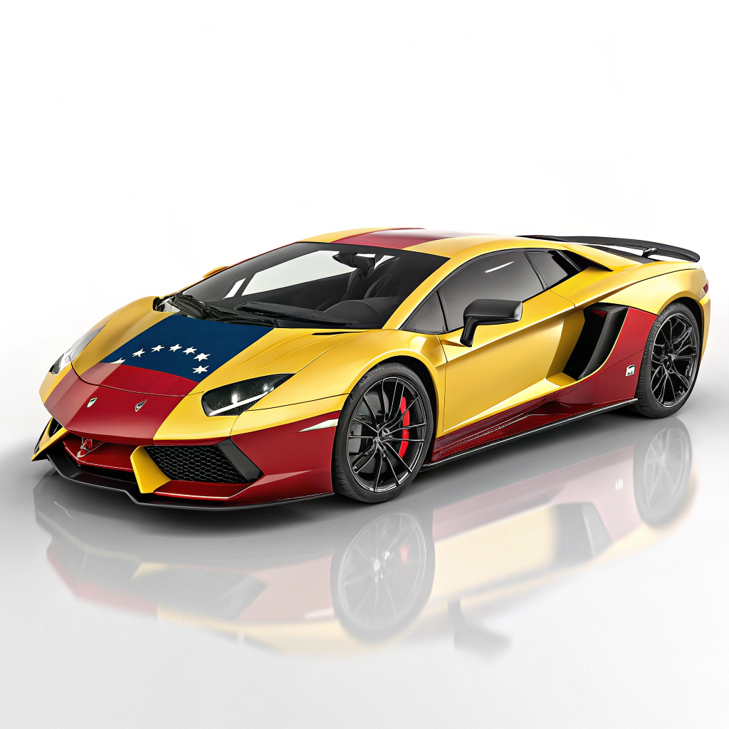 AI generated image by Red Panda AI: lamborgini completo orizontal con los colores de venenzuela 
