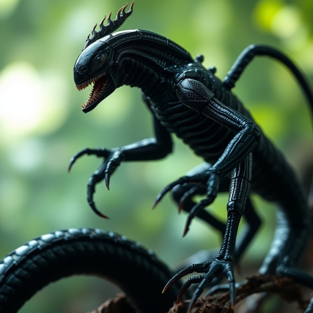 AI generated image by FLUX.1-schnell: the black Alien symbiote,A venom in chicken body