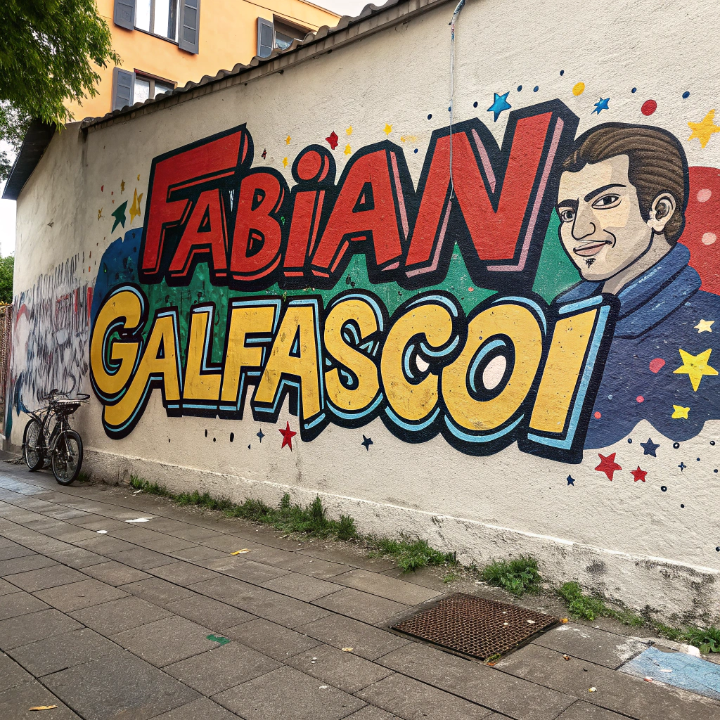 AI generated image by Red Panda AI: GRAFITTI EN LA PARED CON EL NOMBRE FABIAN GALFRASCOLI