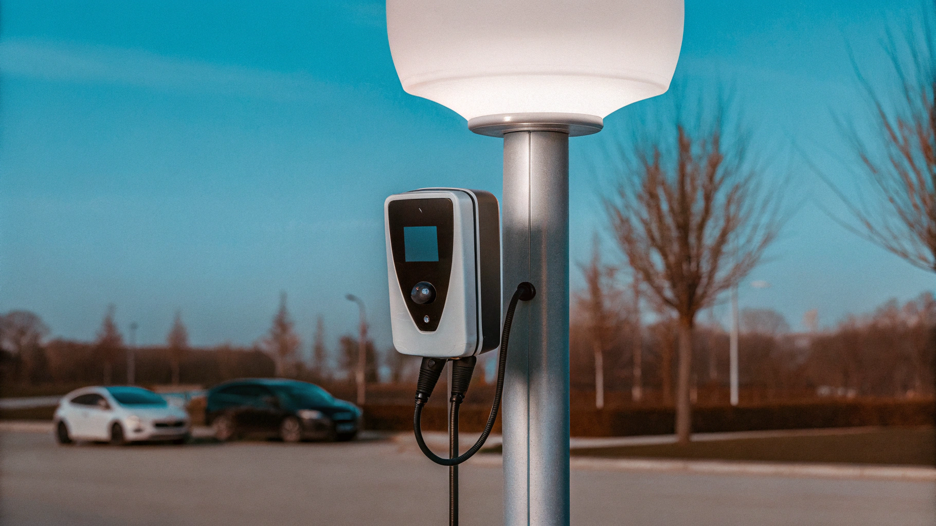 AI generated image by Red Panda AI: 電燈柱可給電動車充電