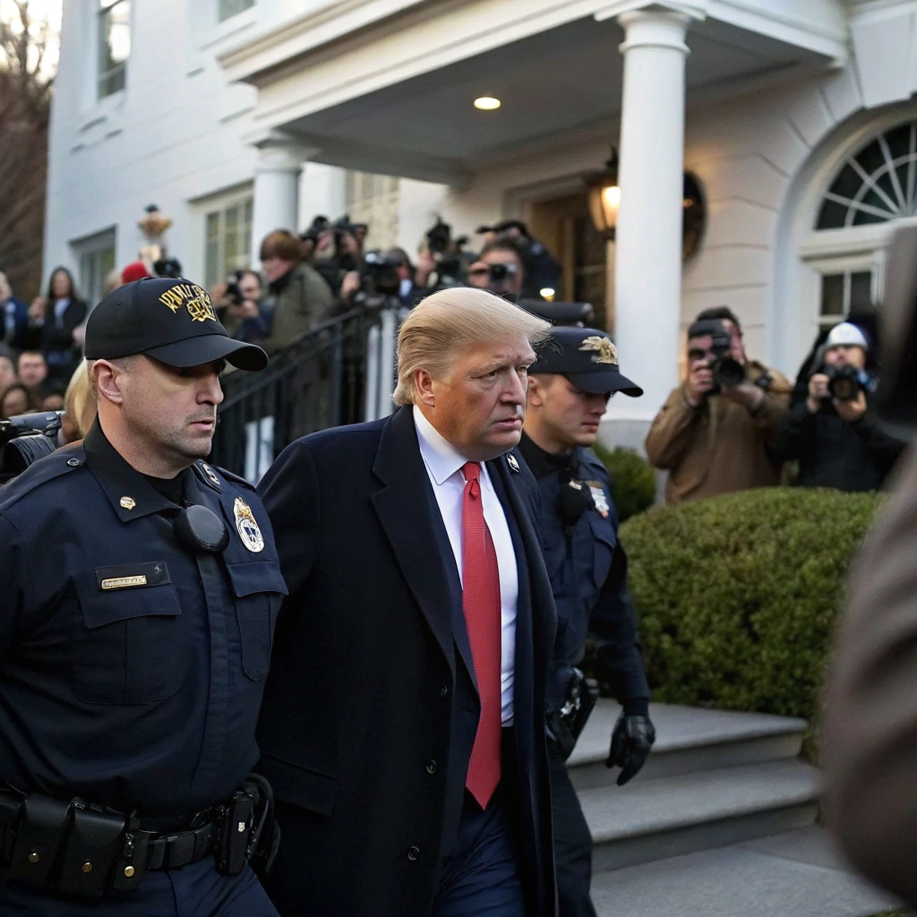 AI generated image by Red Panda AI: Donald Trump arrested in his house
