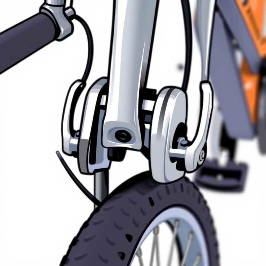 AI generated image by FLUX.1-schnell: Detail: The bicycle brakes v brake is cartoon vector, JUST the bicycle brakes v brake. the background is completely white