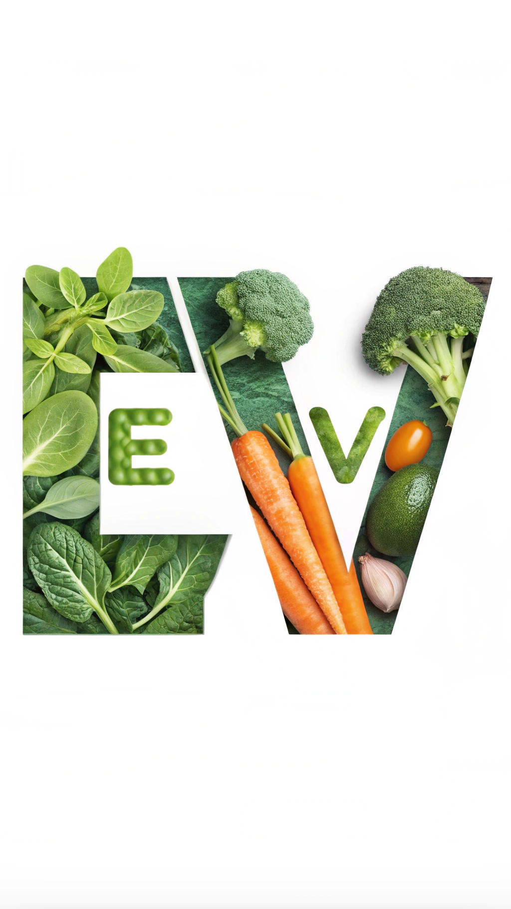 AI generated image by Red Panda AI: logotipo con las letras E y V con tematica de verduras
