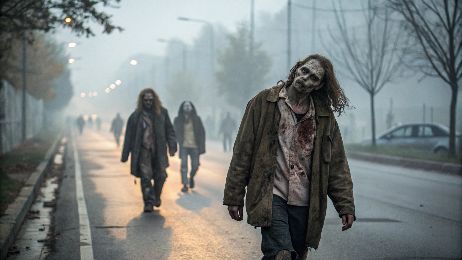 AI generated image by Red Panda AI: zombies caminando por la calle