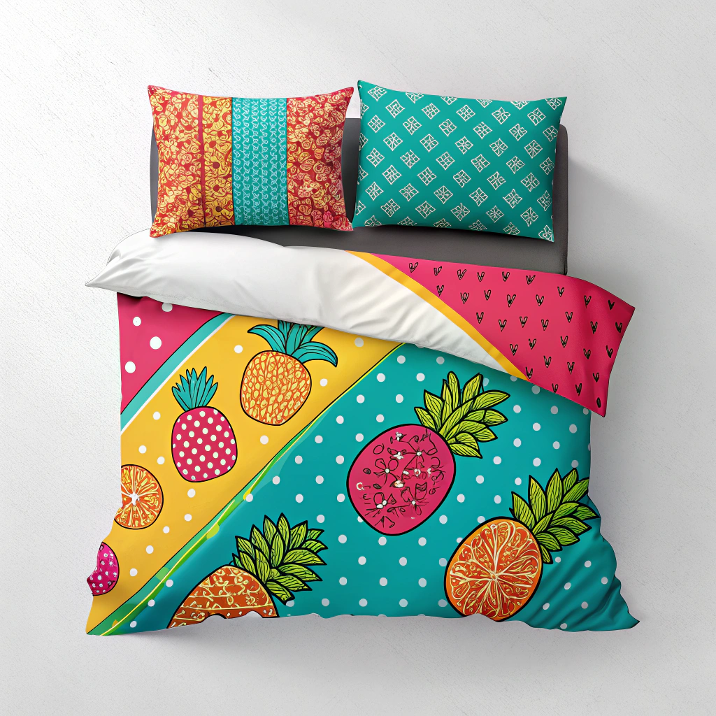 AI generated image by Red Panda AI: popping colors duvet covers set
