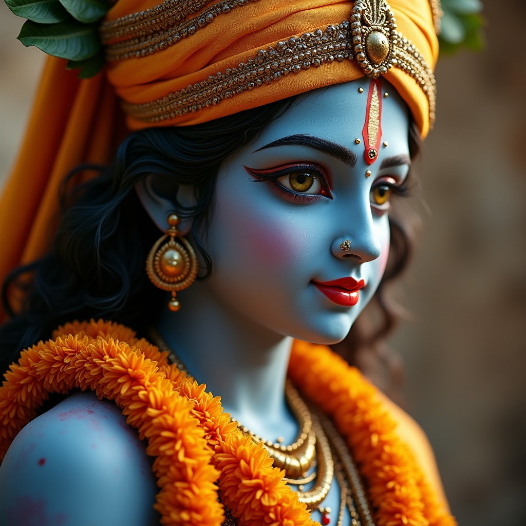AI generated image by FLUX.1: generate image of lord shri krishna..........realistic and cinematic 