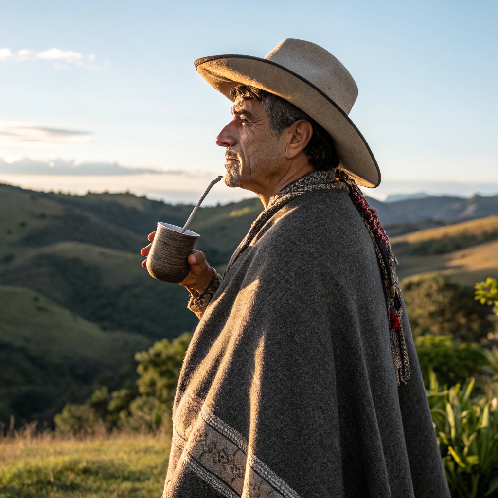 AI generated image by Red Panda AI: gaucho looking forward with a mate in his hand