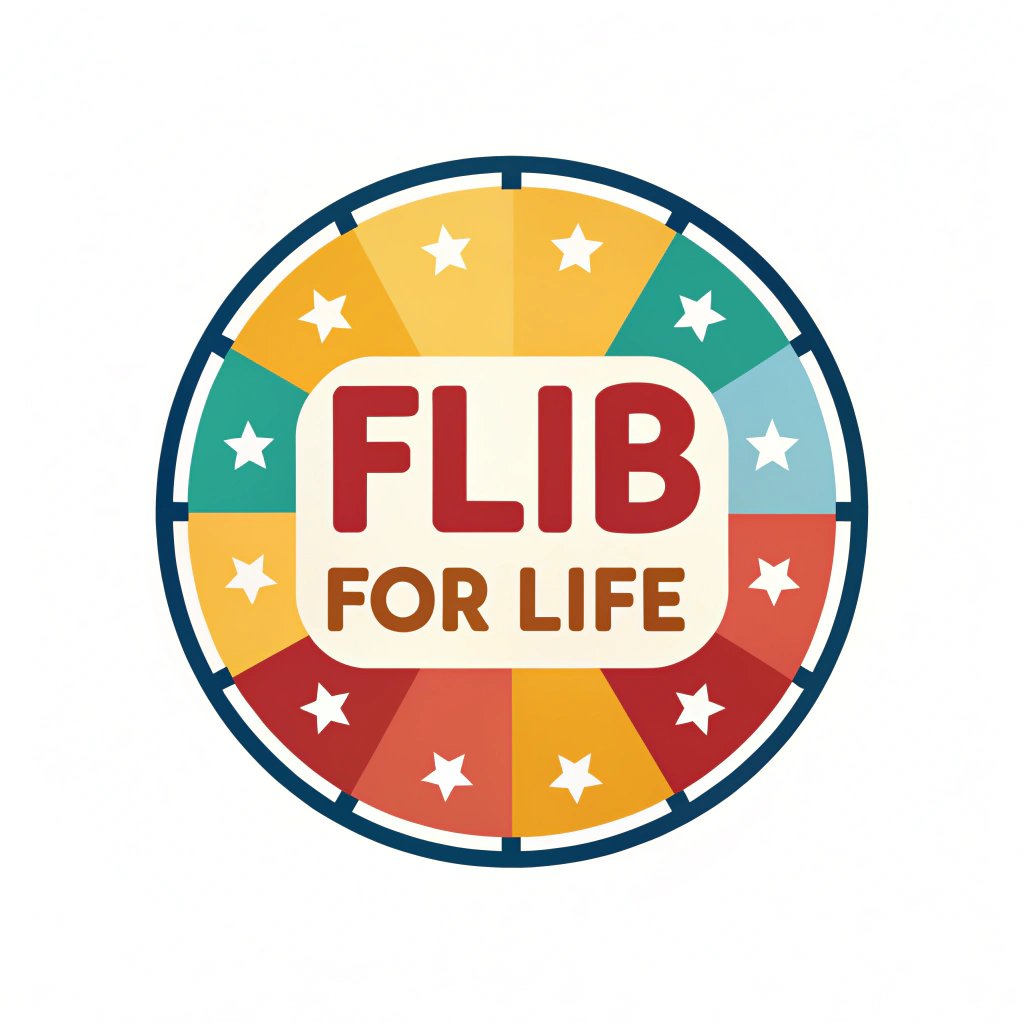 AI generated image by Red Panda AI: je veux le logo "Flib' for Life" sur le même schéma que le winforlife de belgique, voici l'original , c'est un jeu de loterie