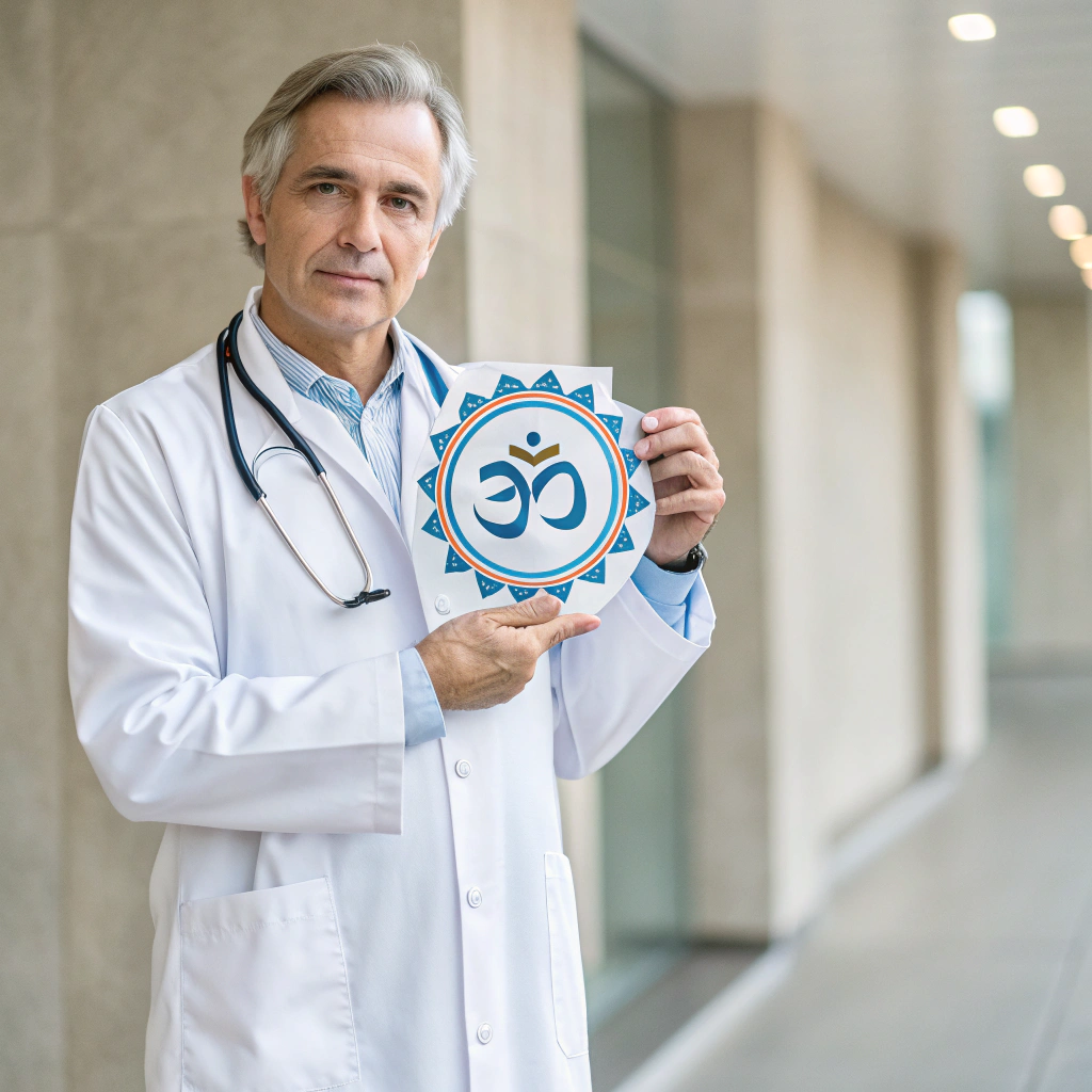 AI generated image by Red Panda AI: genera la imagen de un médico con el símbolo de la medicina ortomolecular