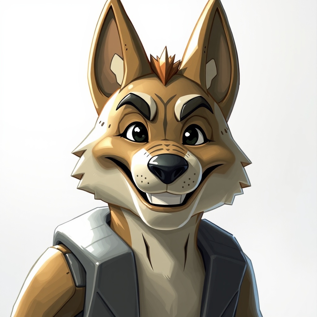 AI generated image by FLUX.1-schnell: Legosi from Beastars smiling 