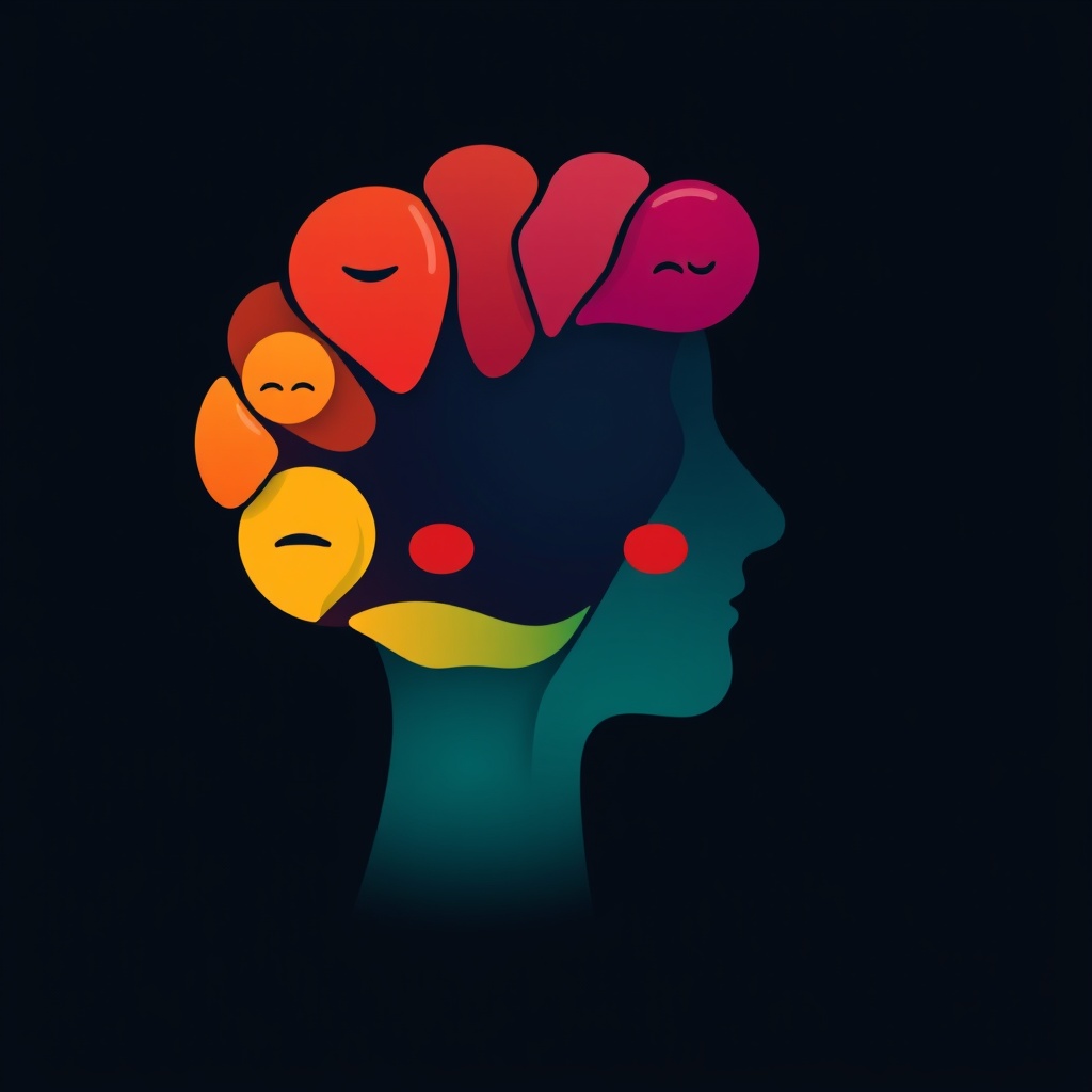 AI generated image by FLUX.1-schnell: logo para un proyecto llamado ''clasificador de emociones de texto'' basado en emociones fragmentasdas
