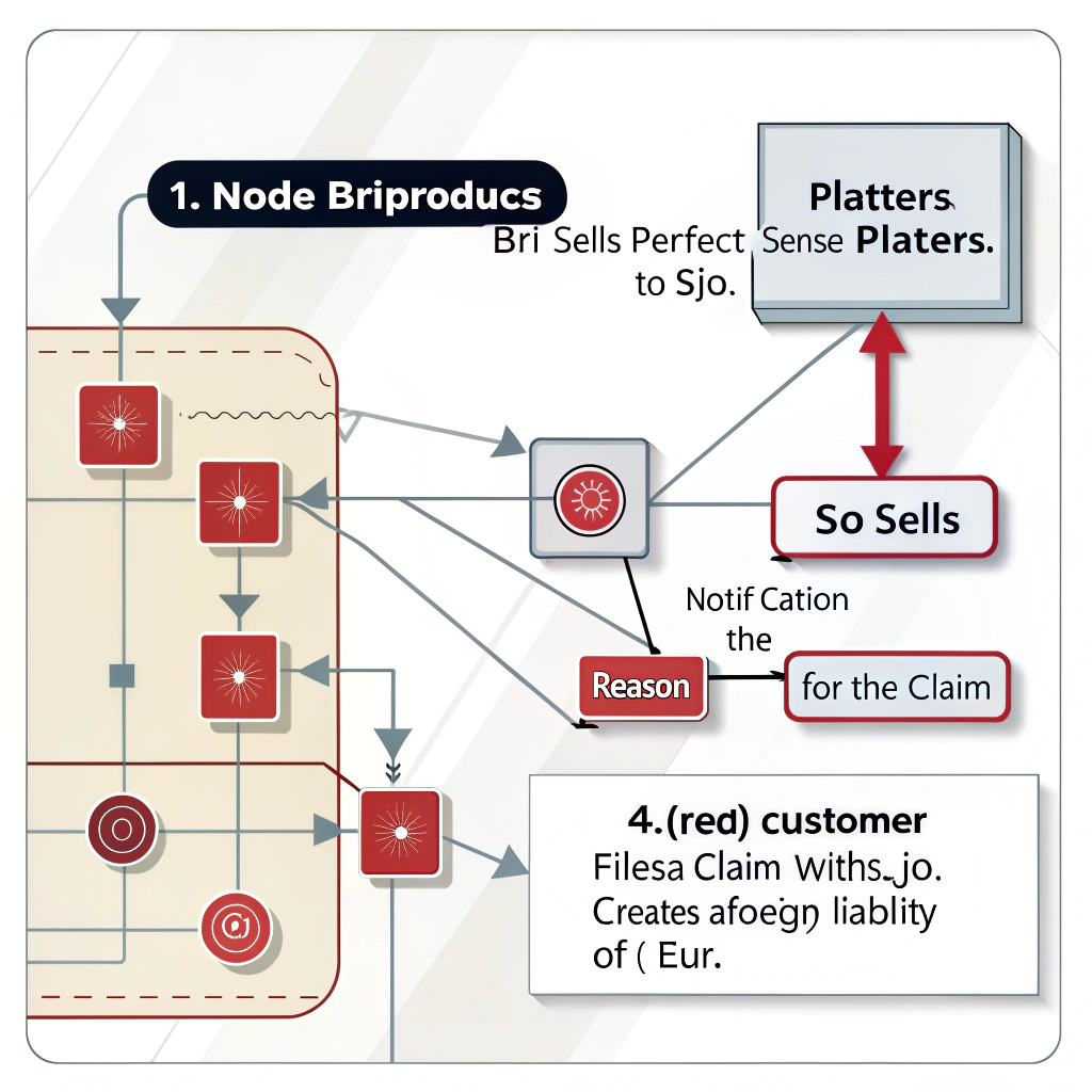 AI generated image by Red Panda AI: bitte erstelle ein anschauliches Bild. es soll den Intercompany Reklamationsprozess darstellen. bitte auf englisch. bitte in grau und rot. 
Input: Intercompany claims: Intercompany-Szenario: 
BRI produziert Perfect Sense Platten – 
BRI verkauft Perfect Pense Platte an SJO – 
SJO verkauft an externen Kunden – 
Kunde reklamiert in SJO – 
SJO erstellt Reklamationsmeldung und gibt ein: „Fremdbelastung“ und gibt bei den Reklamationskosten (gesamt) 0 EUR ein, aber einen hohen Gutschriftsbetrag. 
SJO gibt die Reklamation weiter nach BRI – 
BRI erstellt wiederum eine Reklamationsmeldung mit dem tatsächlichen Reklamationsgrund (z.B. Oberfläche). 
Hier sind nun sowohl die  Reklamationskosten als auch die Gutschriftskosten hoch. 
SJO erhält eine Gutschrift. 
Warum? Kette einhalten wegen STEUERN. Jedes Werk ist ein eigenes Unternehmen. (SJO, WOE, URB ist eine Firma).
