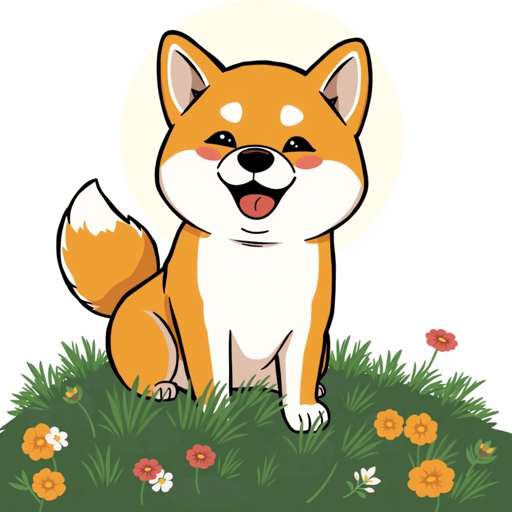 AI generated image by FLUX.1-schnell: Generate an image of a cartoon style Shiba Inu 