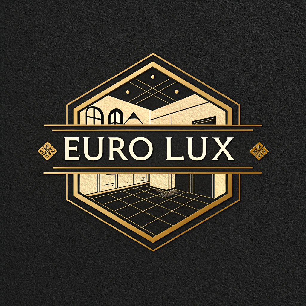 AI generated image by Red Panda AI: Design a luxury logo for a company called 'Euro Lux' that specializes in high-end kitchen tiles, bathroom fixtures, hardwood, and flooring. The color scheme should be gold and black to convey elegance and sophistication. Incorporate elements that evoke the idea of quality craftsmanship and premium materials, like a subtle tile or flooring pattern or abstract shapes that hint at interior design. The font should be sleek, modern, and refined, emphasizing the luxurious nature of the brand. The overall look should be polished and timeless, appealing to customers seeking top-quality, stylish products for their homes."