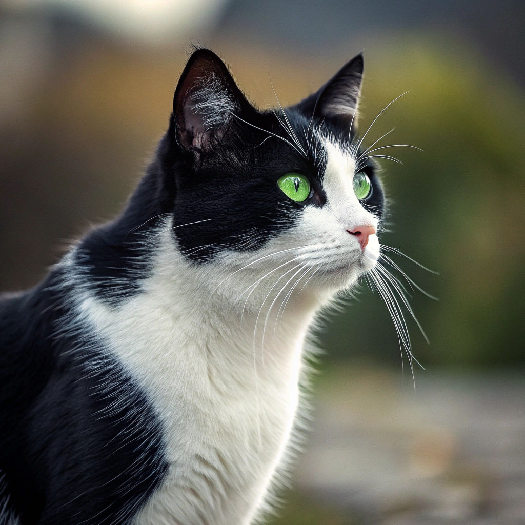AI generated image by Red Panda AI: black and whit cat