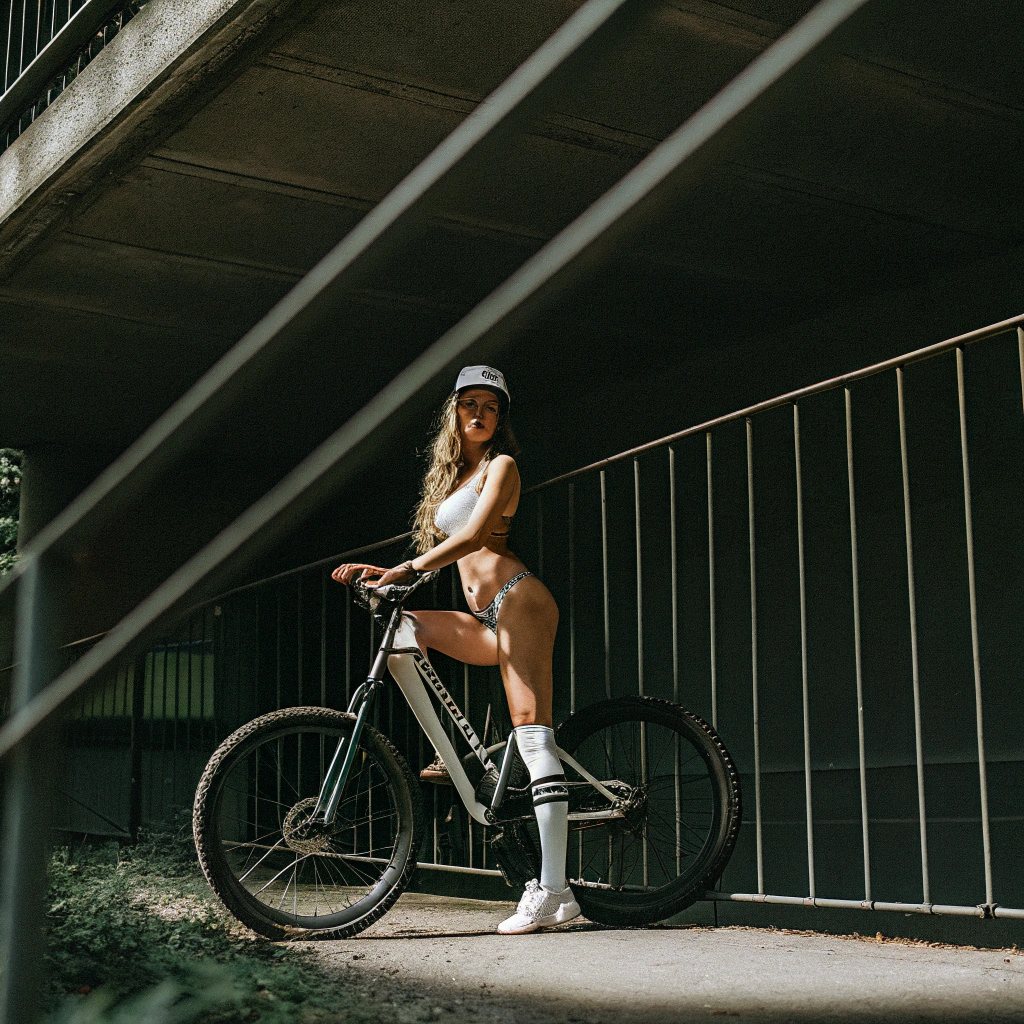AI generated image by Red Panda AI: Skimpy biking, sexy, teenage