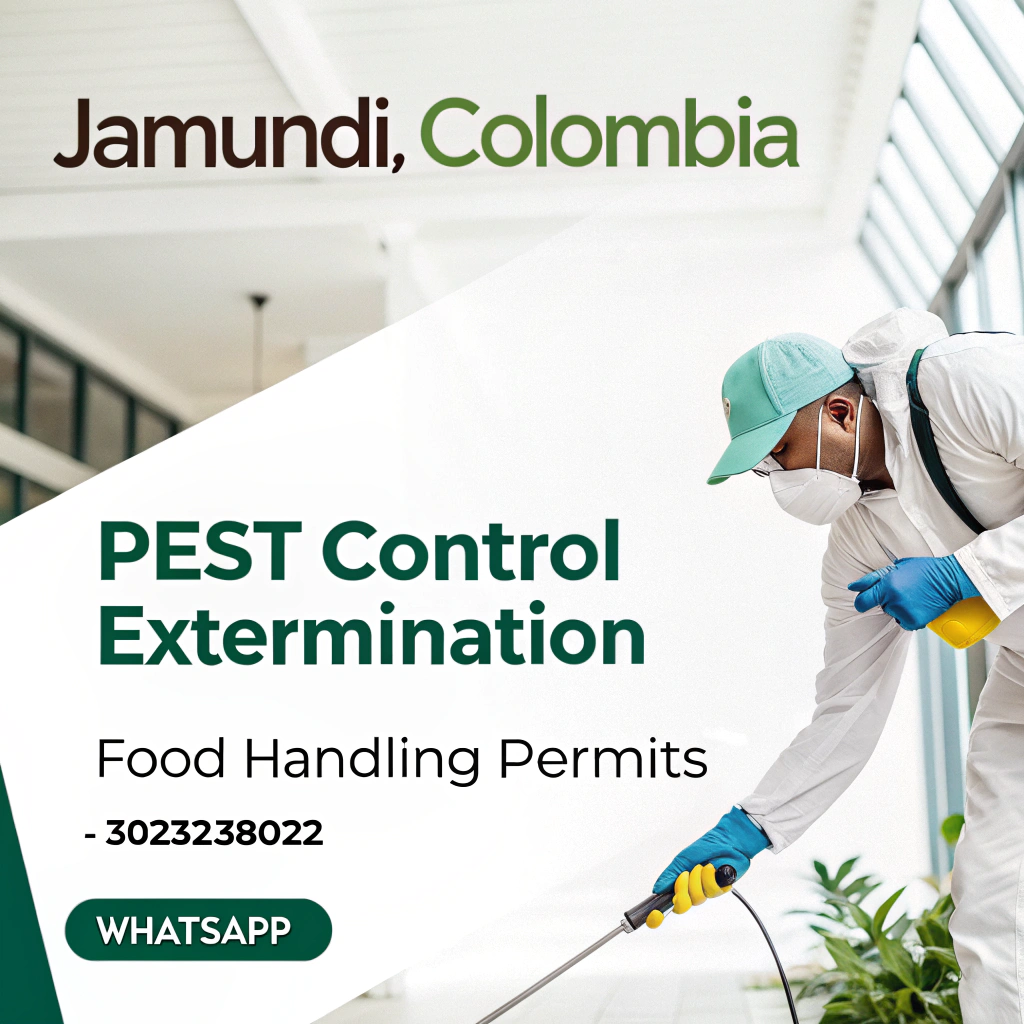 AI generated image by Red Panda AI: quiero una publicidad para una empresa de control y exterminio de plagas ubicada en Jamundi, Colombia. Numero de contacto con whatsapp 3023238022. Con certificados de control de plagas para negocios y venta de carnet de manipulación de alimentos.