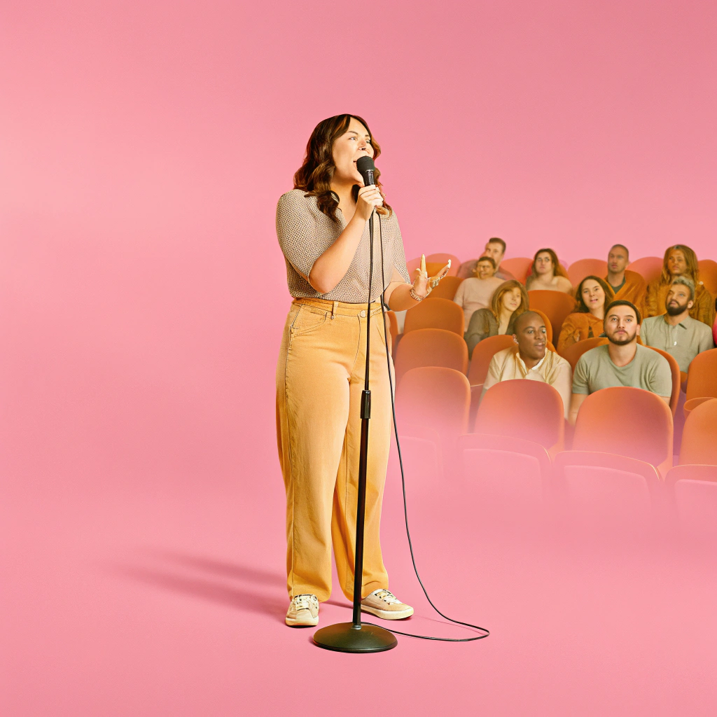 AI generated image by Red Panda AI: A singing soprano in front of the audience