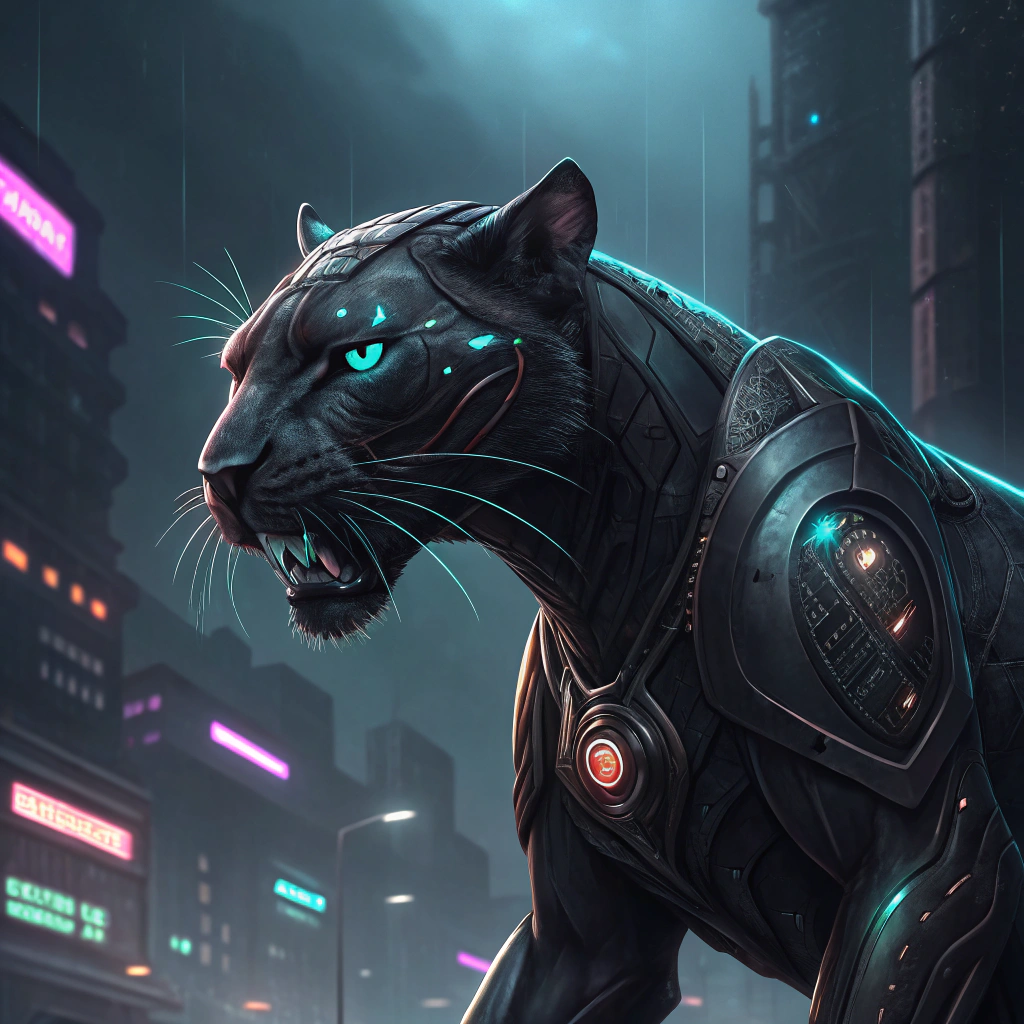 AI generated image by Red Panda AI: pantera cibernetica