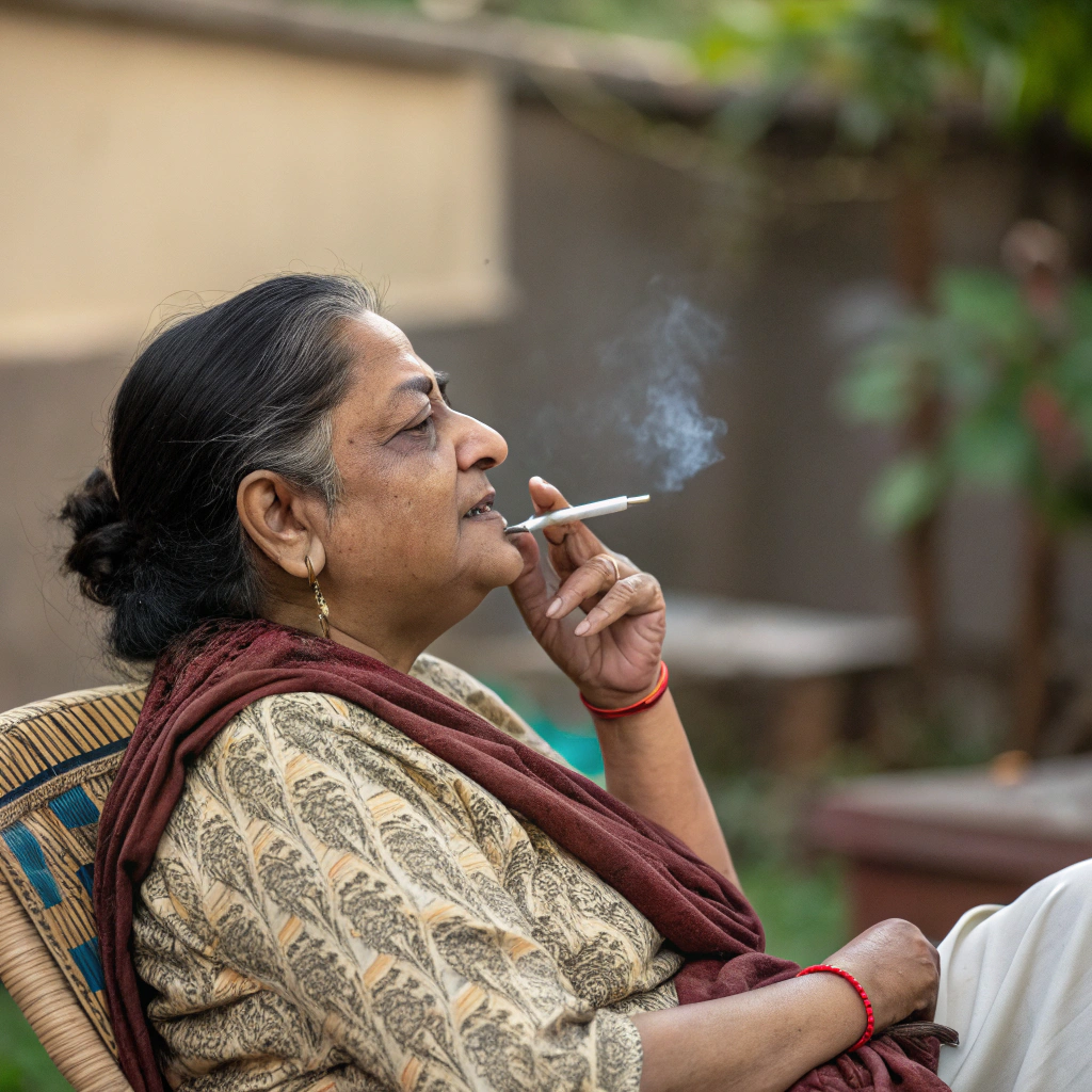 AI generated image by Red Panda AI: Smoking indian aunty