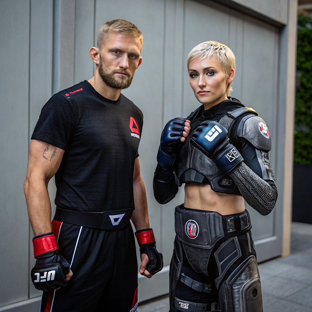 AI generated image by Red Panda AI: Alexander Gustafsson standing next to jack from mass effect 2