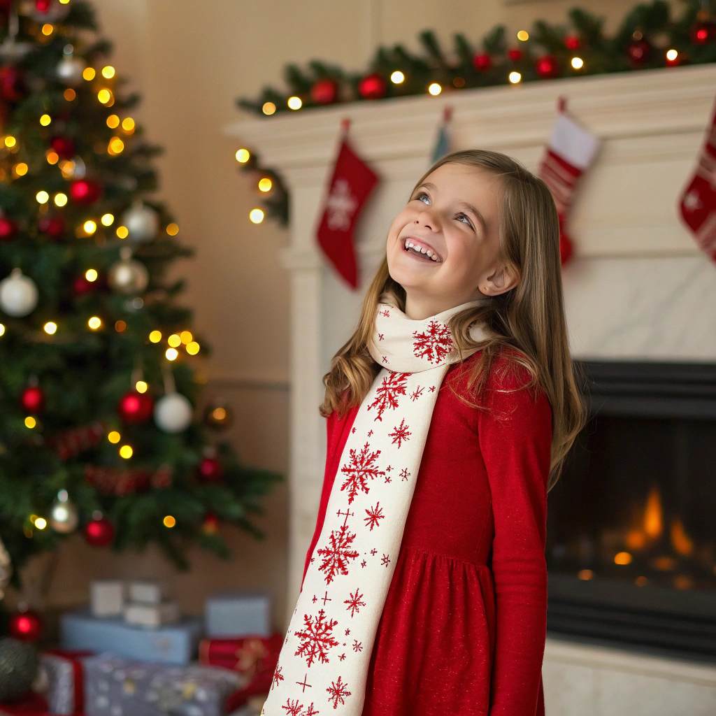 AI generated image by Red Panda AI: girl smiling in christmas
