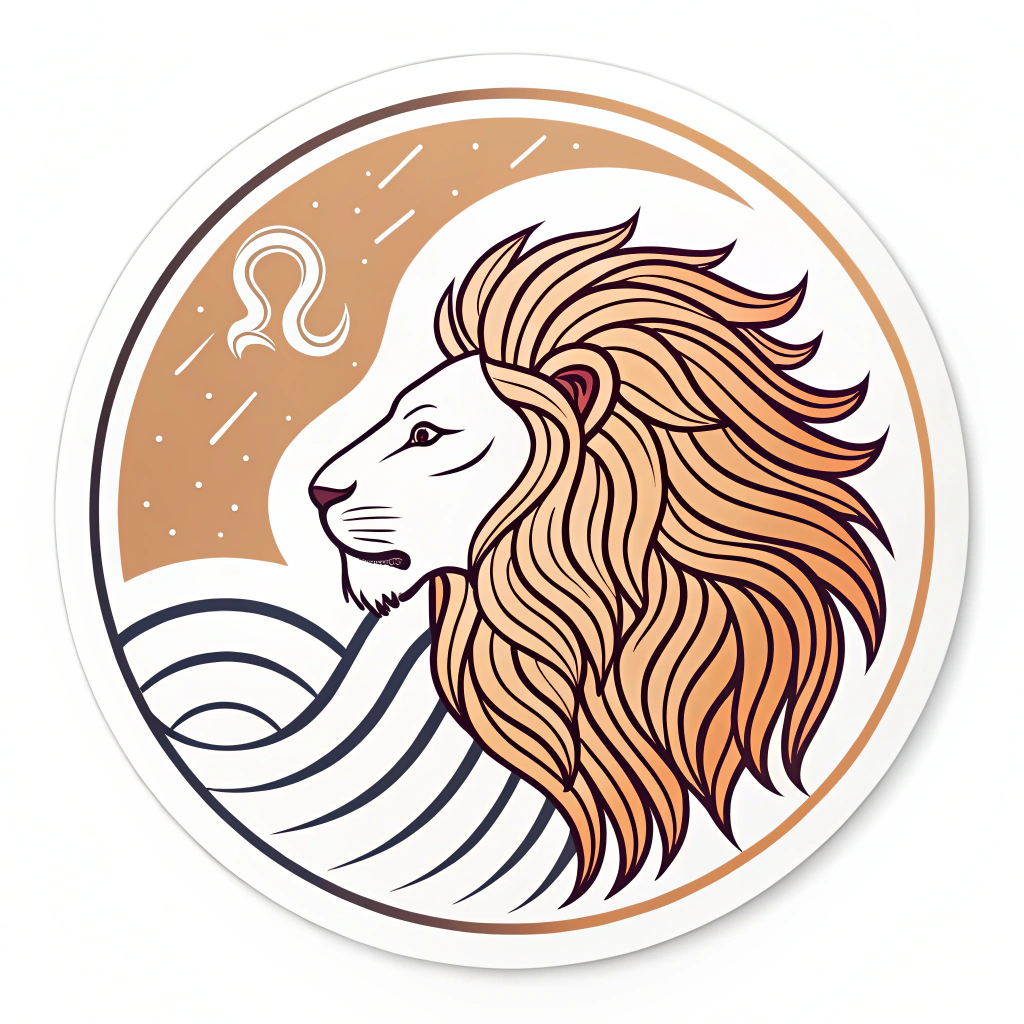 AI generated image by Red Panda AI: crea una imagen que pueda ser usada como sticker de una combinación del signo leo y acuario por ejemplo ♒ ♌