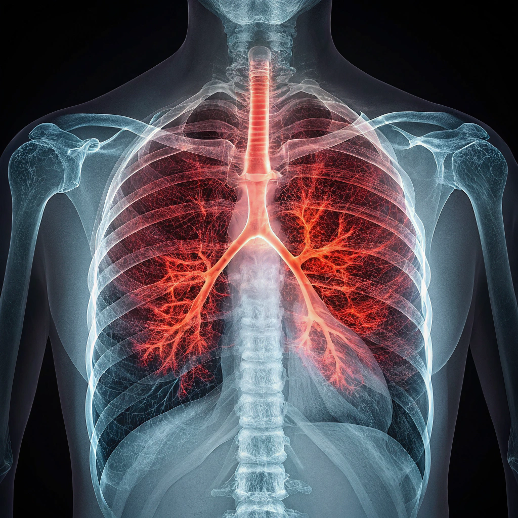 AI generated image by Red Panda AI: cxr of tension hemopmeumothorax
