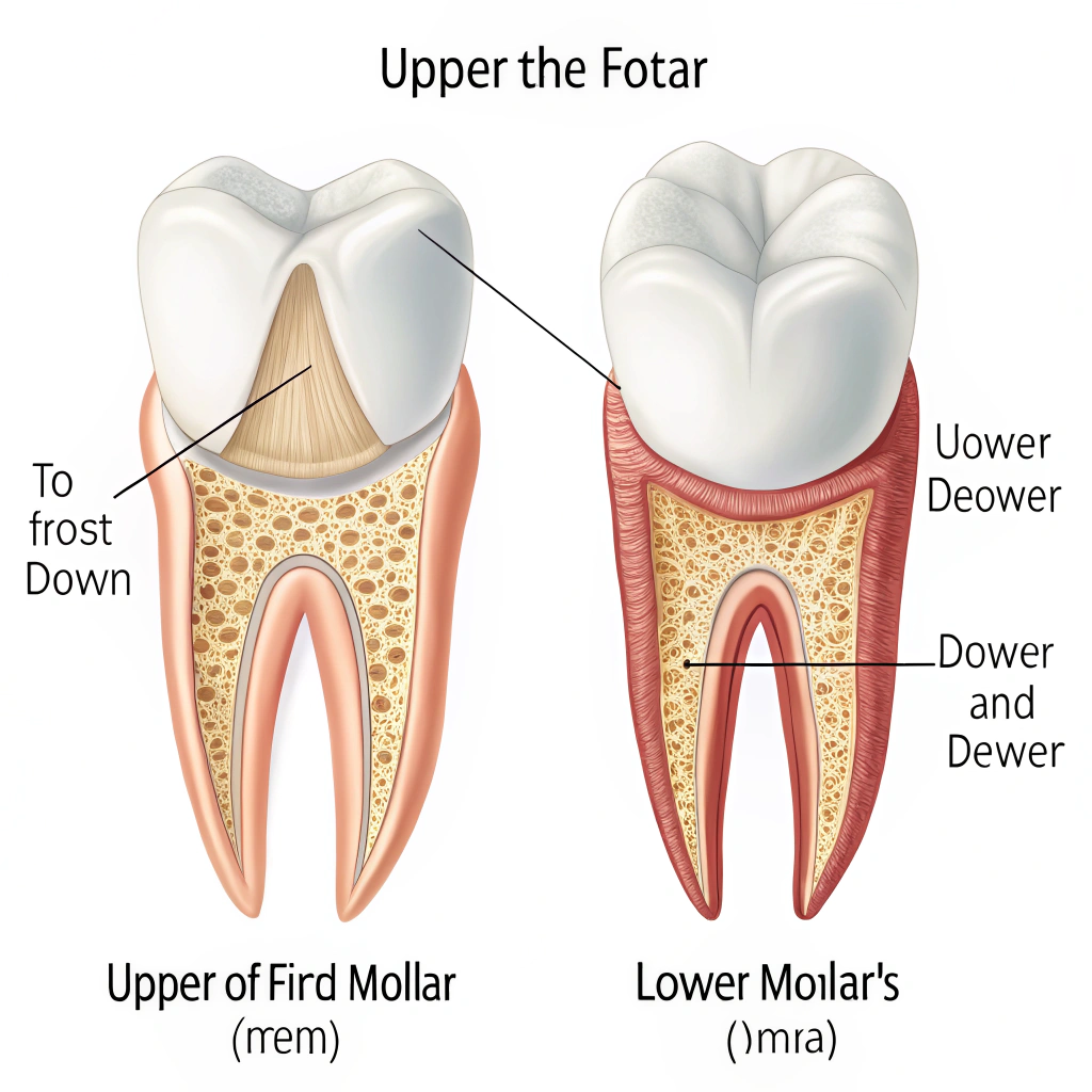 AI generated image by Red Panda AI: DAME DOS IMAGENES DEL PRIMER MOLAR SUPERIOR Y INFERIOR