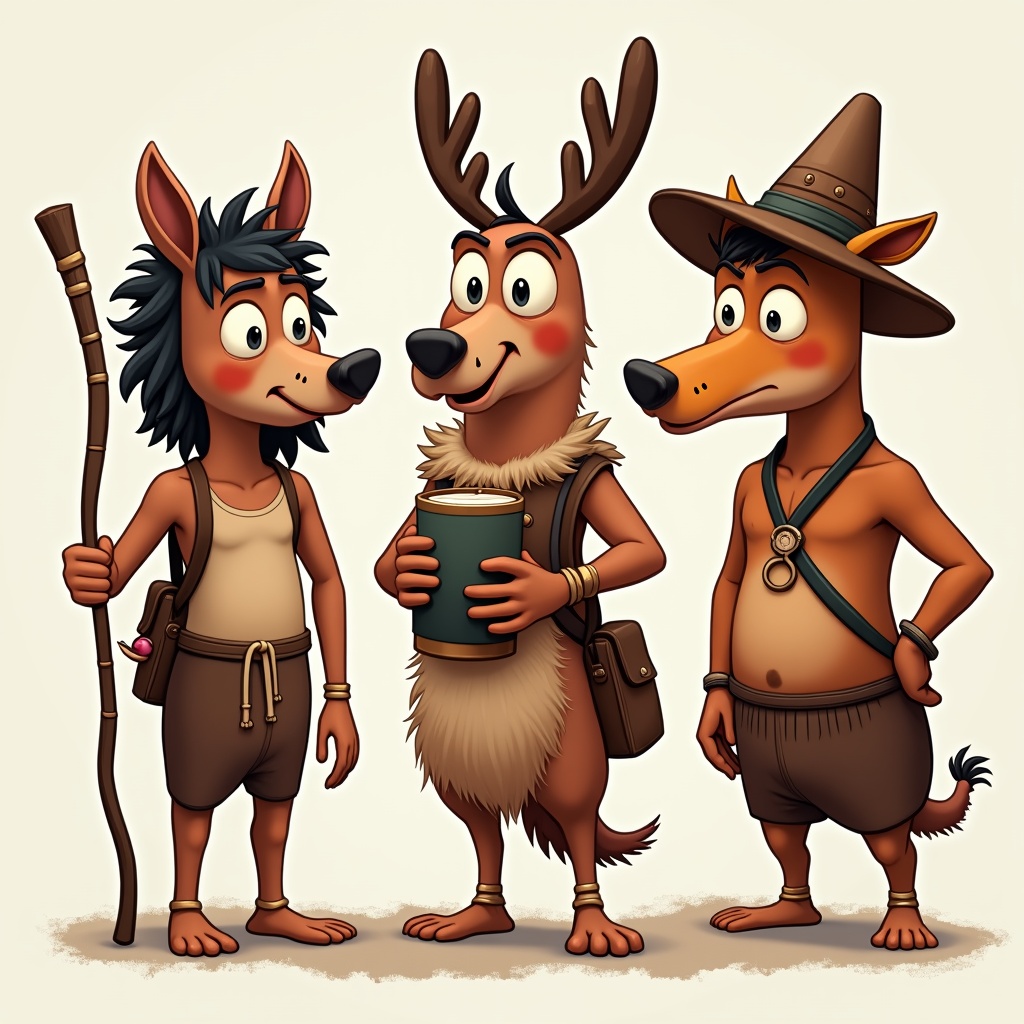 AI generated image by FLUX.1-pro: personaje Pororó, Pipoca, Cocoliches y Tutucas