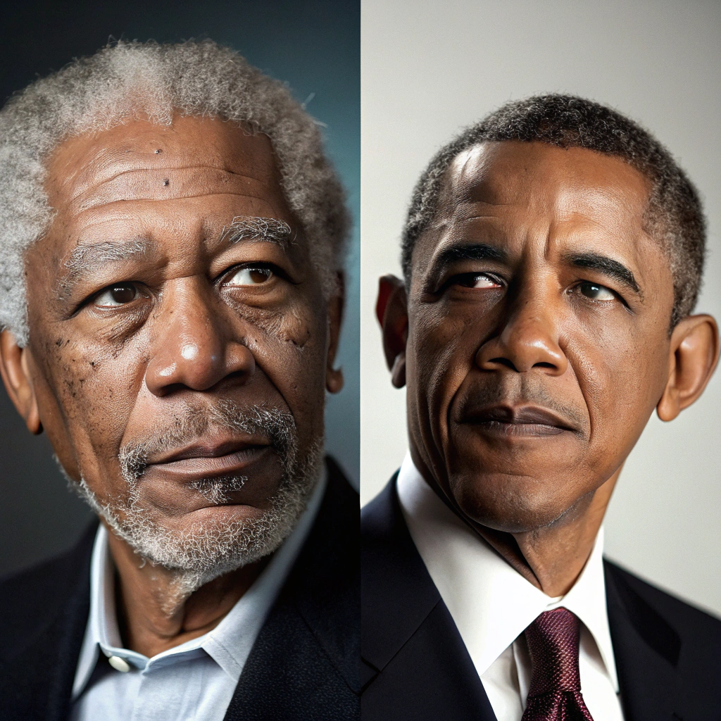 AI generated image by FLUX.1-schnell: A hyperrealistic image of a fictional combination of Morgan Freeman and Barrack Obama