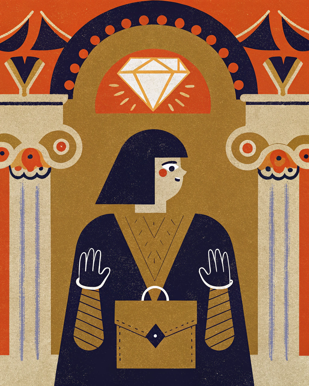 AI generated image by Red Panda AI: DnD character, fantasy, watercolor, ink, acrylic, double exposure, mythological, great details, art on a cracked paper, storybook detailed illustration, beautiful details, mystical, vibrant colors picture of a noble sorceress in her early thirties with black hair, black robes and black leather gloves with silver trims of an east european descent in a renaissance city decor, lots of jewelry and a brown leather satchel.