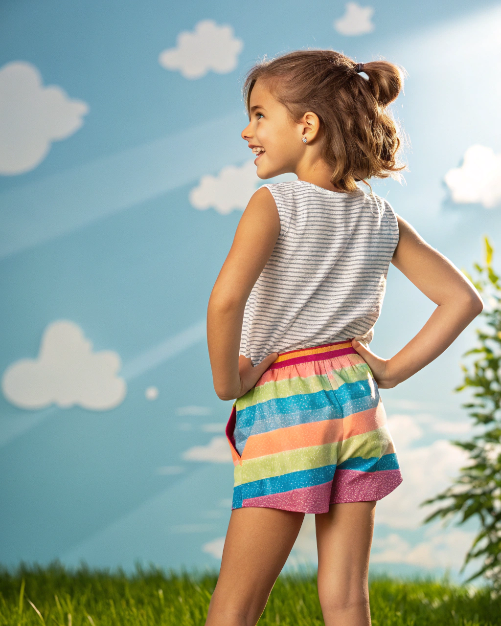 AI generated image by Red Panda AI: Menina de costas com short curto