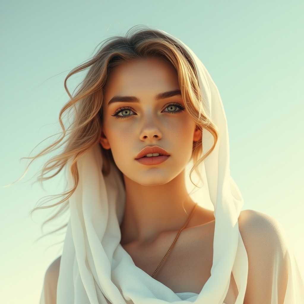 AI generated image by FLUX.1-schnell: make a white girl looks real and greek