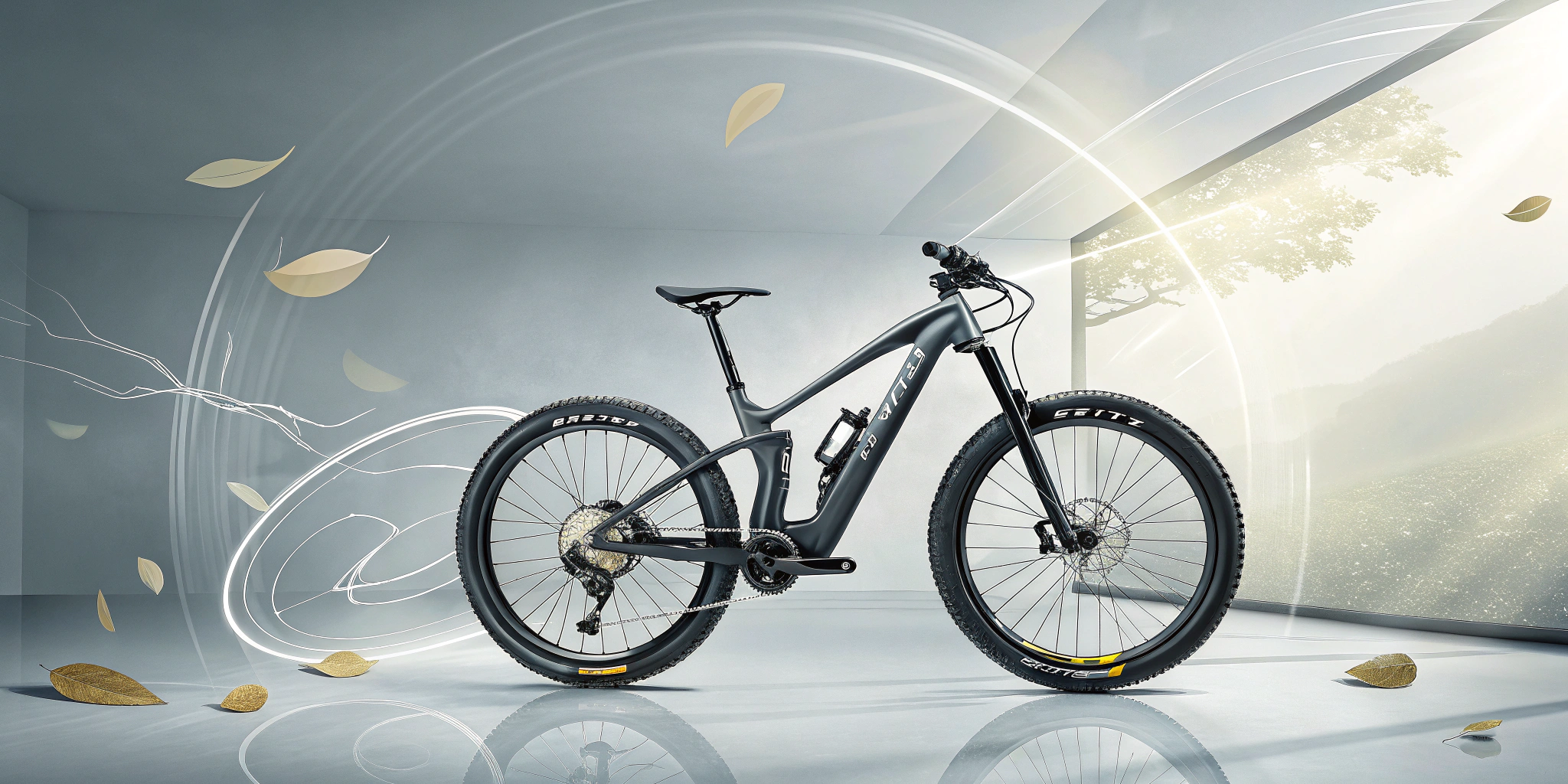 AI generated image by Red Panda AI: howcase a sleek, high-end Trek e-bike positioned in a minimalist, modern environment with reflective surfaces that highlight the bike’s elegant frame, premium materials, and advanced engineering. Incorporate subtle Trek branding in a refined, unobtrusive way.
The e-bike should be surrounded by abstract, floating elements representing speed, sustainability, and adventure—such as stylized trails of light, faint mountain silhouettes, or organic forms that evoke nature. Use sophisticated lighting to cast soft, dynamic shadows, enhancing the sense of depth and quality craftsmanship.
The ad should feel exclusive, luxurious, and innovative, blending Trek’s dedication to performance and cutting-edge technology with the aspirational qualities of luxury advertising.