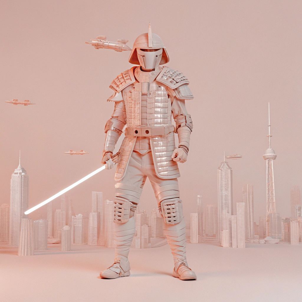 AI generated image by Red Panda AI: samurai cyberpunk asesino ultradetallado cuerpo completo dentro del marco