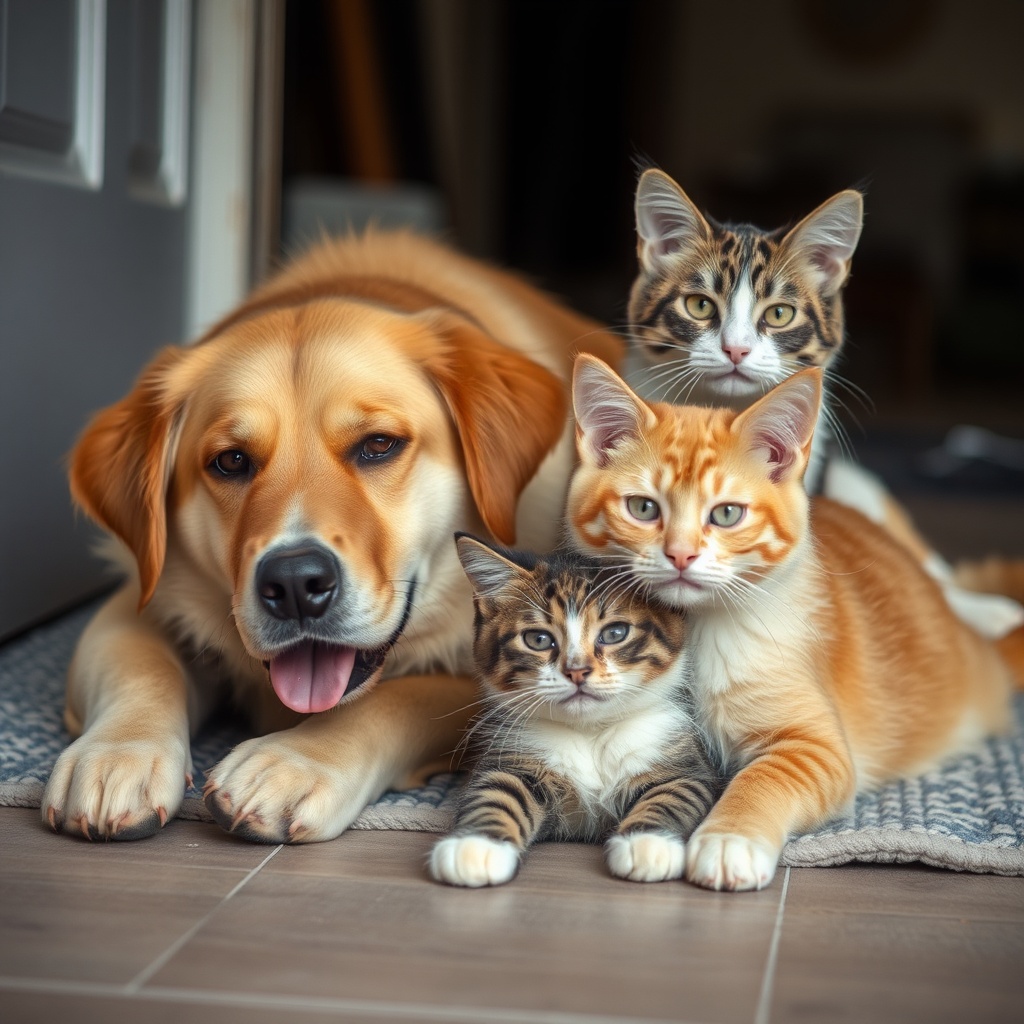 AI generated image by FLUX.1-schnell: Dogs and cats