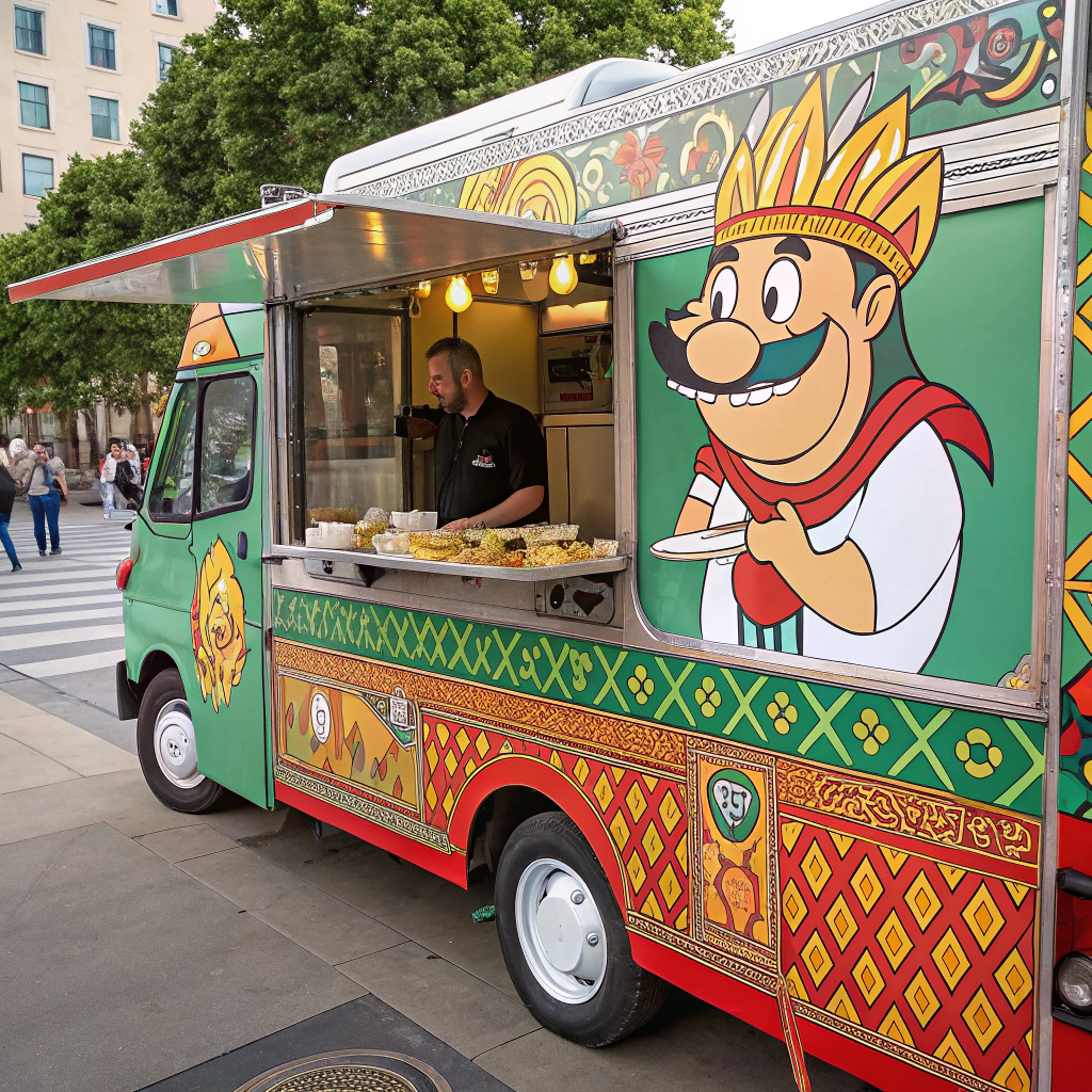 AI generated image by Red Panda AI: foodtruck asterix & obelix