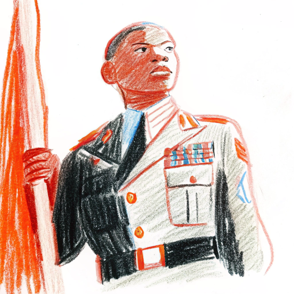 AI generated image by Red Panda AI: Create an image of an African American male Soldier who is a strong, confident leader.