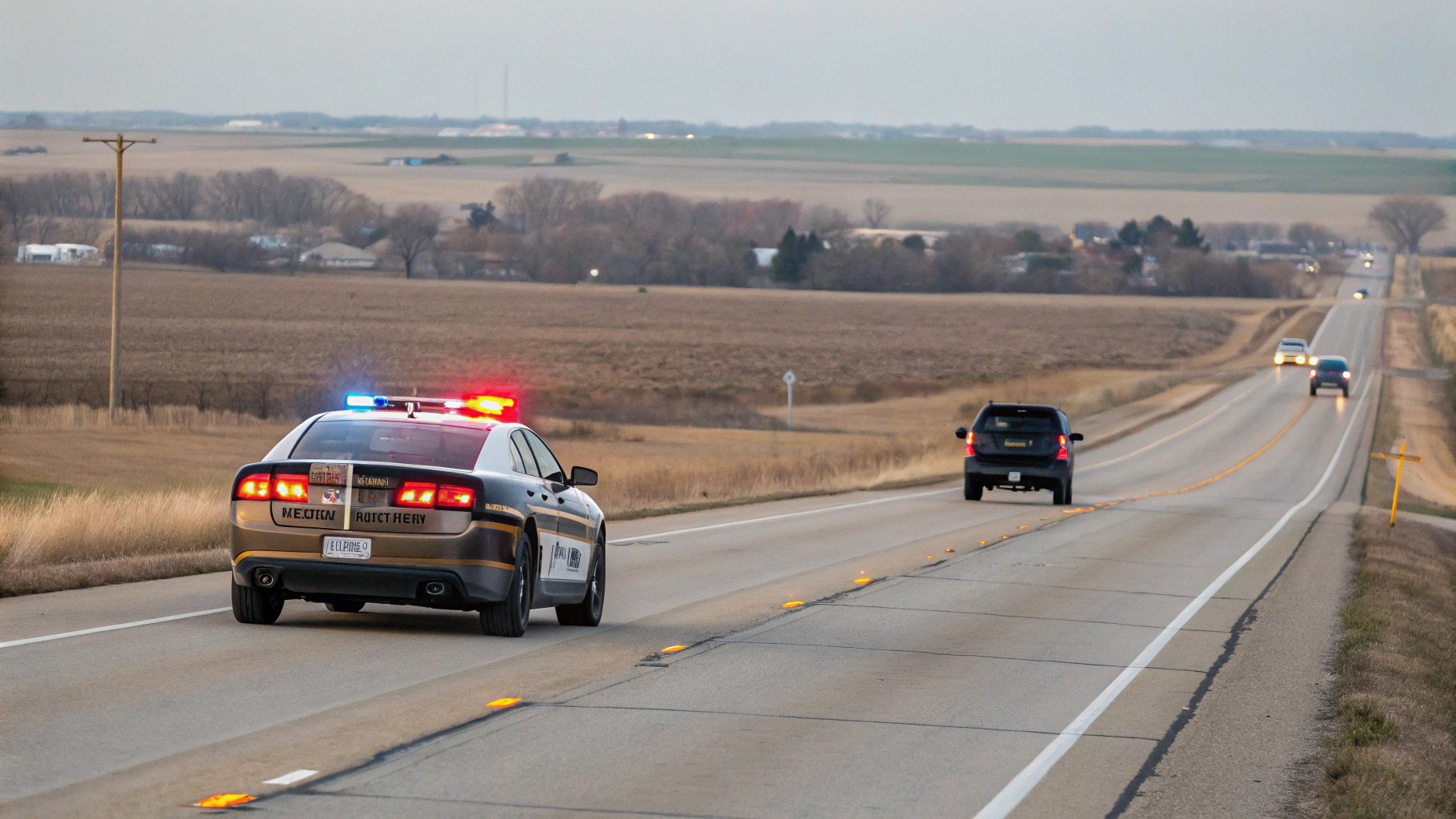 AI generated image by Red Panda AI: Sheriff's Chasing a drunk driver down highway 30 near Blair, Nebraska