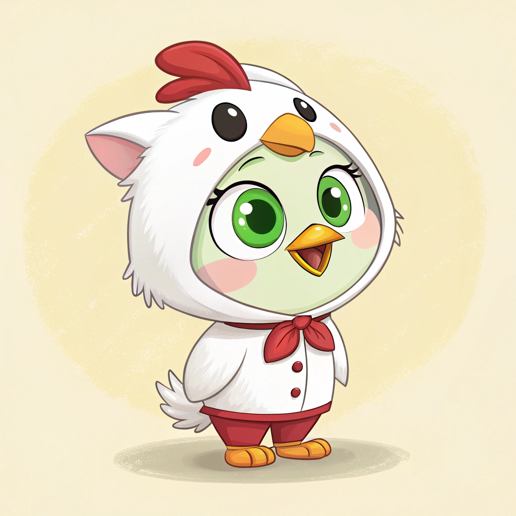 AI generated image by Red Panda AI: The Disney Chanel character or the cartoon net character who looks like me in Angry Bird is a cute and sweet cartoon with white fur and green eyes.